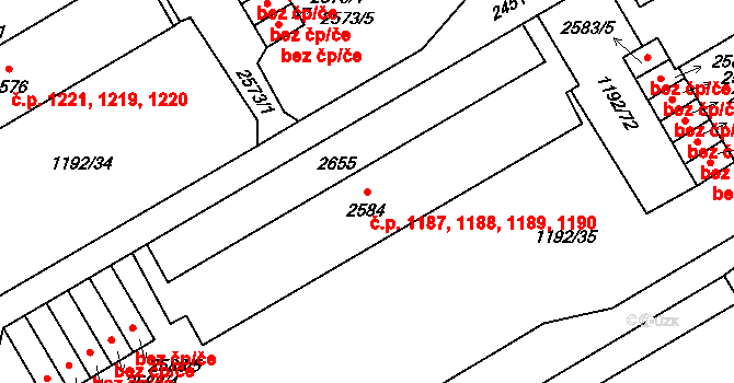 Beroun-Město 1187,1188,1189,1190, Beroun na parcele st. 2584 v KÚ Beroun, Katastrální mapa