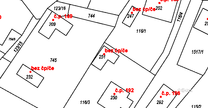 Kozlov 78154901 na parcele st. 251 v KÚ Kozlov u Jihlavy, Katastrální mapa
