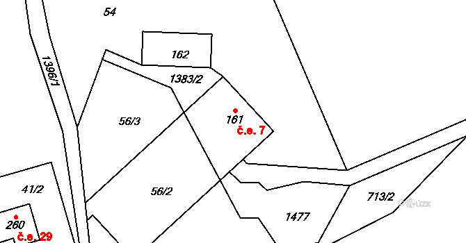 Třemešek 7, Oskava na parcele st. 161 v KÚ Třemešek, Katastrální mapa