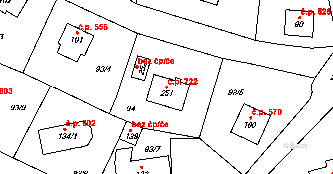 Chrastava 722 na parcele st. 251 v KÚ Chrastava II, Katastrální mapa