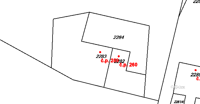 Lužná 259 na parcele st. 2283 v KÚ Lužná u Rakovníka, Katastrální mapa