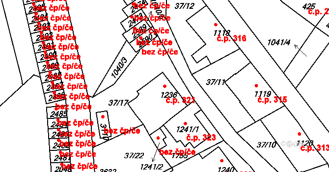 Plešivec 321, Český Krumlov na parcele st. 1236 v KÚ Český Krumlov, Katastrální mapa