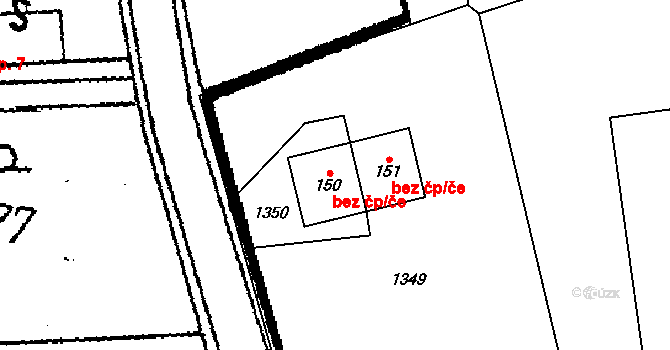 Žandov 73, Chlístovice na parcele st. 150 v KÚ Žandov, Katastrální mapa