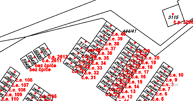 Žatec 35 na parcele st. 2403/5 v KÚ Žatec, Katastrální mapa