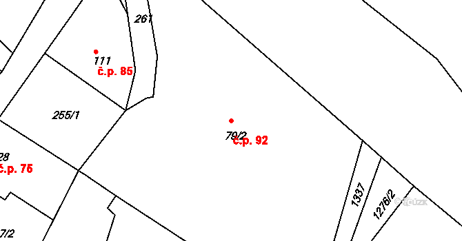 Lípa nad Orlicí 92 na parcele st. 79/2 v KÚ Lípa nad Orlicí, Katastrální mapa