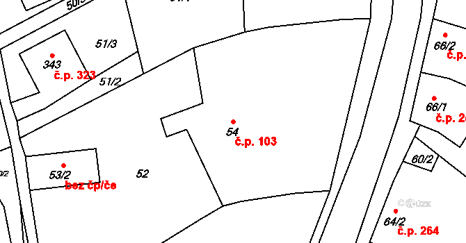 Protivanov 103 na parcele st. 54 v KÚ Protivanov, Katastrální mapa