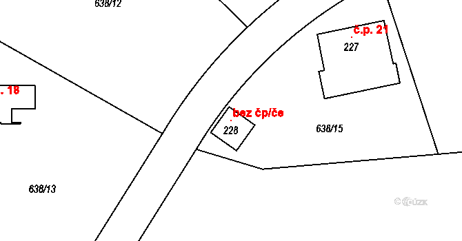 Bžany 121467902 na parcele st. 228 v KÚ Lysec, Katastrální mapa