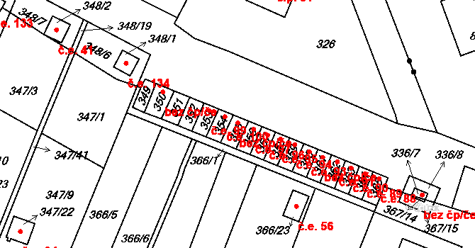 Pávov 98, Jihlava na parcele st. 355 v KÚ Pávov, Katastrální mapa