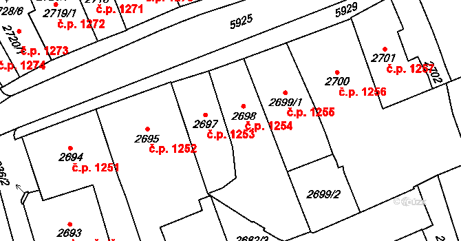 Jihlava 1254 na parcele st. 2698 v KÚ Jihlava, Katastrální mapa