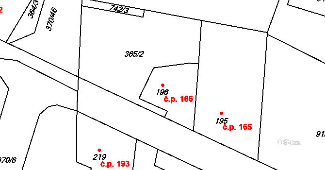 Sedlec 166, Sedlec-Prčice na parcele st. 196 v KÚ Sedlec u Votic, Katastrální mapa