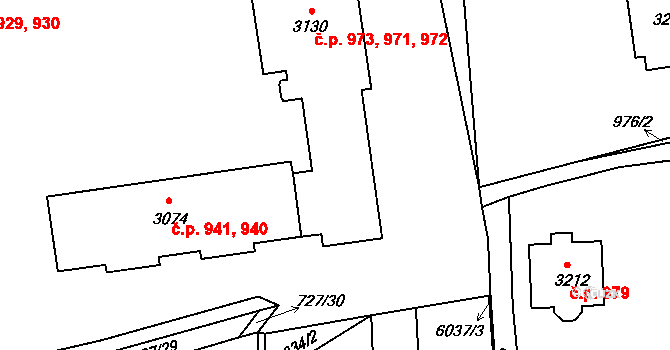 Horní Předměstí 971,972,973, Polička na parcele st. 3130 v KÚ Polička, Katastrální mapa