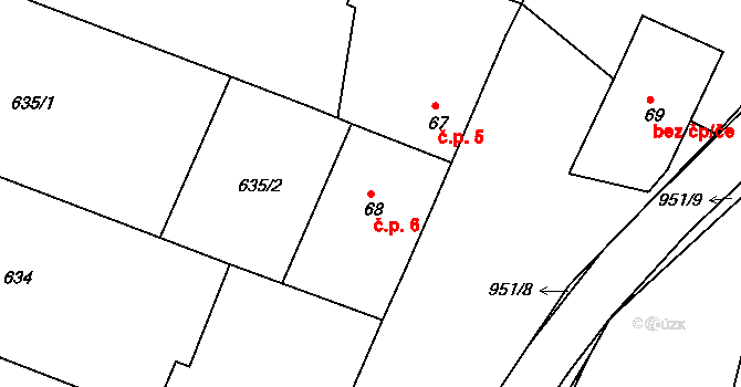 Milovice 6, Soběsuky na parcele st. 68 v KÚ Milovice, Katastrální mapa