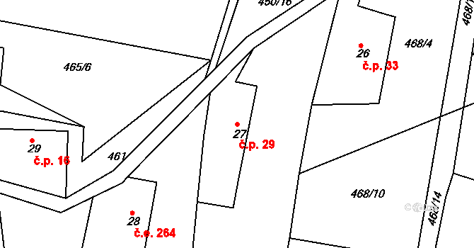 Přední Chlum 29, Milešov na parcele st. 27 v KÚ Přední Chlum, Katastrální mapa