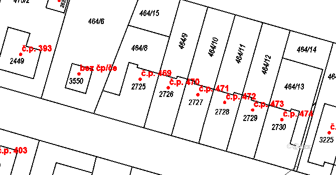 Holínské Předměstí 470, Jičín na parcele st. 2726 v KÚ Jičín, Katastrální mapa
