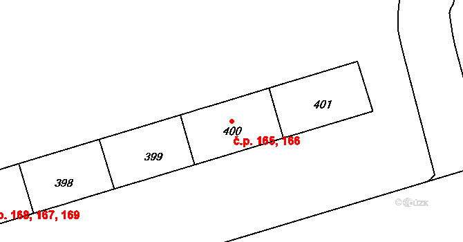 Černá Pole 165,166, Brno na parcele st. 401 v KÚ Černá Pole, Katastrální mapa