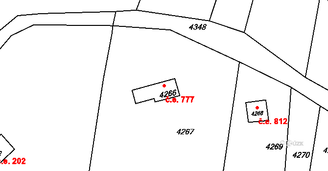 Bystrc 777, Brno na parcele st. 4266 v KÚ Bystrc, Katastrální mapa