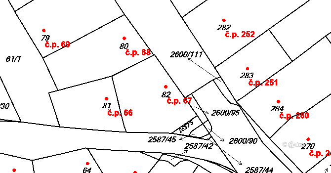 Horní Cerekev 67 na parcele st. 82 v KÚ Horní Cerekev, Katastrální mapa