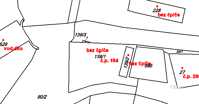 Luby 194, Klatovy na parcele st. 139/1 v KÚ Luby, Katastrální mapa