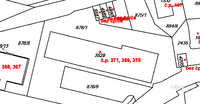 Kryblice 369,370,371, Trutnov na parcele st. 3529 v KÚ Trutnov, Katastrální mapa