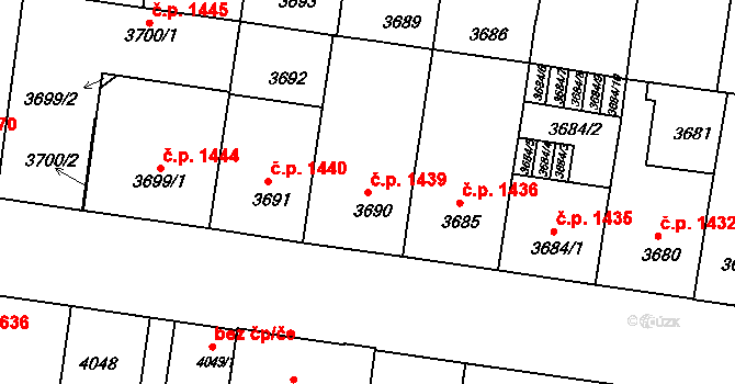 České Budějovice 3 1439, České Budějovice na parcele st. 3690 v KÚ České Budějovice 3, Katastrální mapa