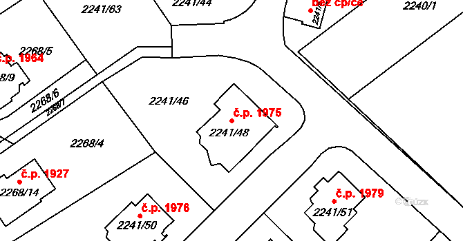 Hranice 1975, Karviná na parcele st. 2241/48 v KÚ Karviná-město, Katastrální mapa