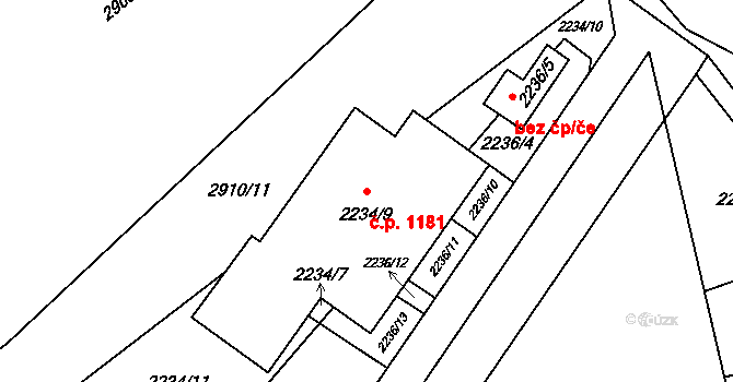 Kylešovice 1181, Opava na parcele st. 2234/9 v KÚ Kylešovice, Katastrální mapa