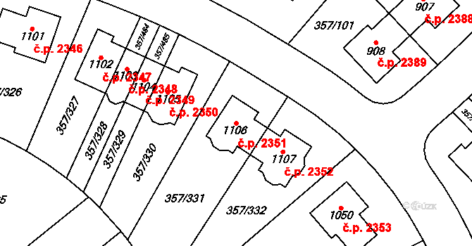 Hostivice 2351 na parcele st. 1106 v KÚ Litovice, Katastrální mapa