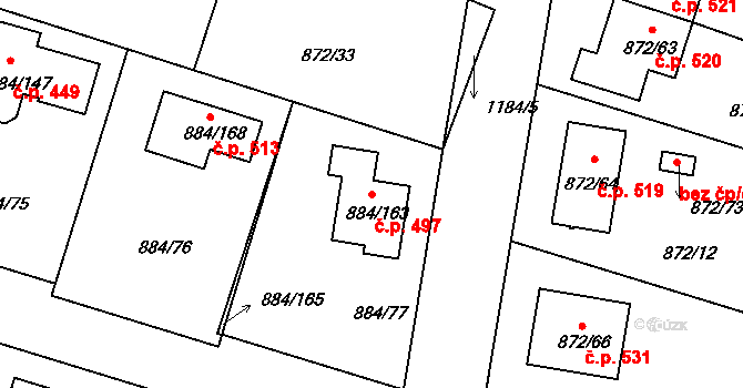 Štěnovice 497 na parcele st. 884/163 v KÚ Štěnovice, Katastrální mapa