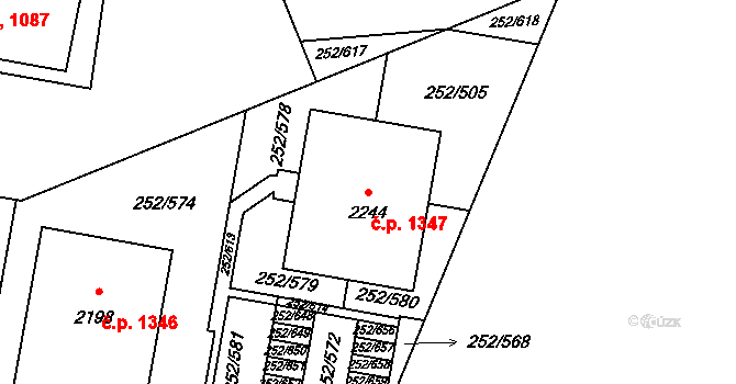 Rosice 1347 na parcele st. 2244 v KÚ Rosice u Brna, Katastrální mapa