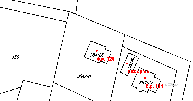 Stará Lípa 126, Česká Lípa na parcele st. 304/26 v KÚ Stará Lípa, Katastrální mapa