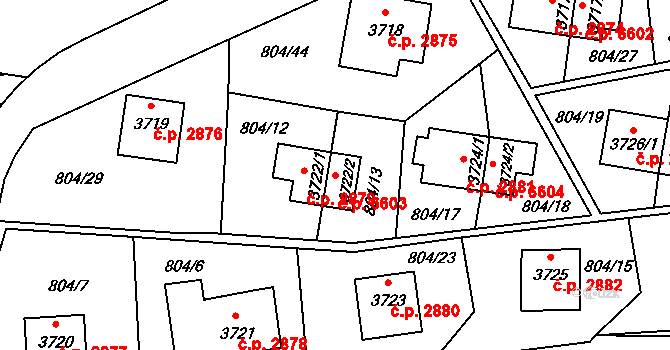 Zlín 6603 na parcele st. 3722/2 v KÚ Zlín, Katastrální mapa