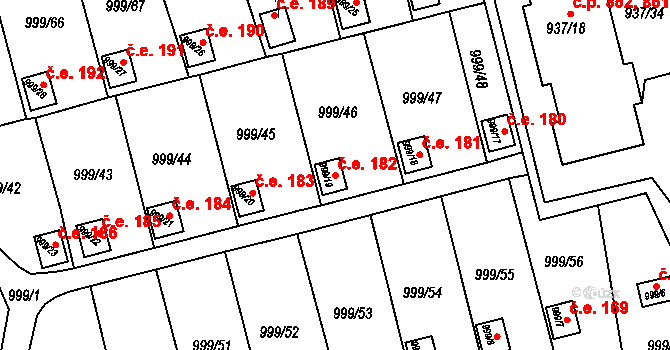 Teplické Předměstí 182, Bílina na parcele st. 999/19 v KÚ Bílina, Katastrální mapa