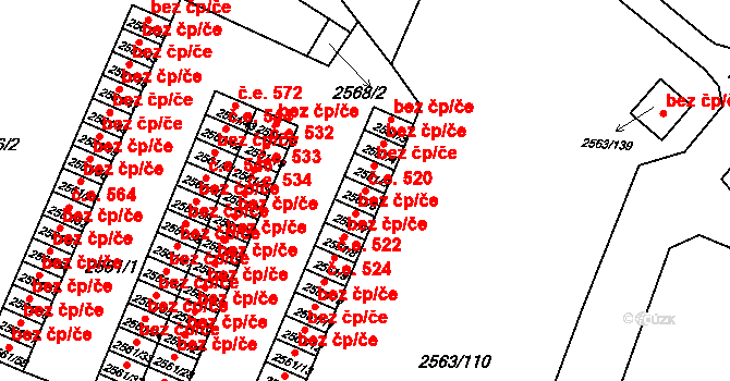 Předměstí 520, Litoměřice na parcele st. 2561/6 v KÚ Litoměřice, Katastrální mapa