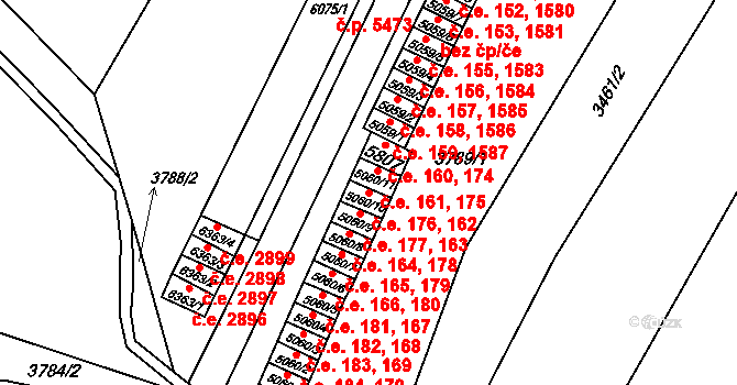 Zlín 162,176 na parcele st. 5060/10 v KÚ Zlín, Katastrální mapa