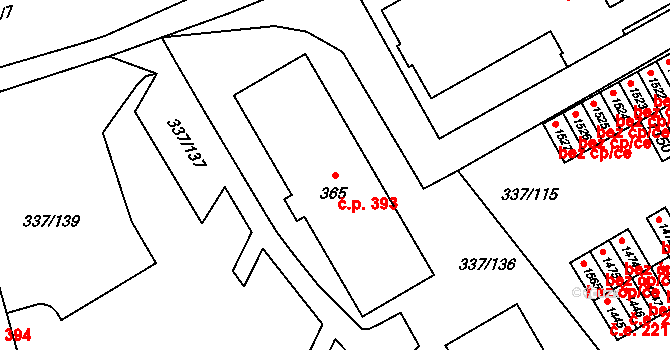 Heřmanice 393, Ostrava na parcele st. 365 v KÚ Heřmanice, Katastrální mapa