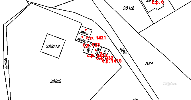 Ráj 832, Karviná na parcele st. 487/6 v KÚ Ráj, Katastrální mapa
