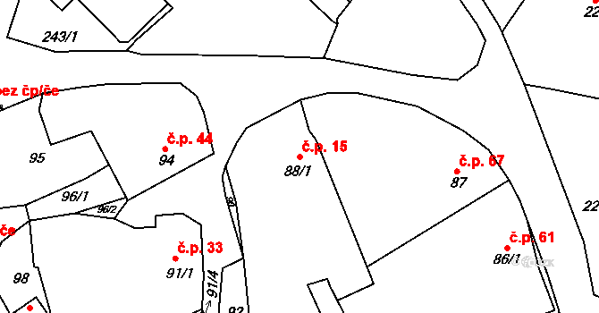 Hrobice 15 na parcele st. 88/1 v KÚ Hrobice na Moravě, Katastrální mapa