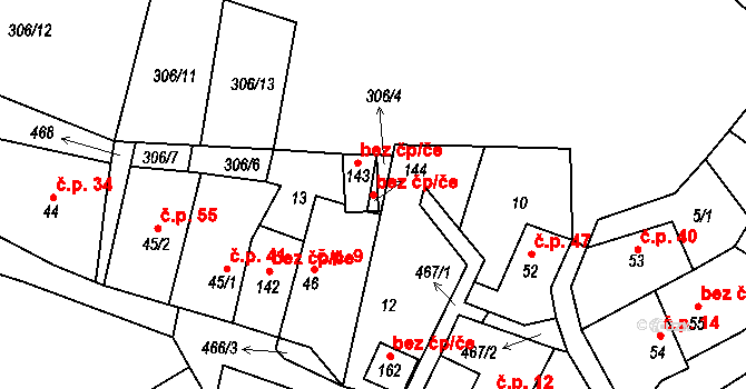 Třebívlice 41086902 na parcele st. 144 v KÚ Dřemčice, Katastrální mapa
