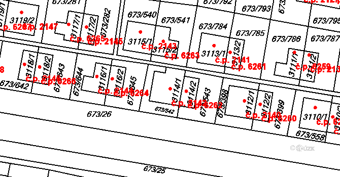 Zlín 2142 na parcele st. 3114/1 v KÚ Zlín, Katastrální mapa