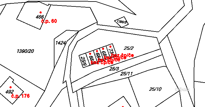 Zděchov 45669902 na parcele st. 685 v KÚ Zděchov, Katastrální mapa