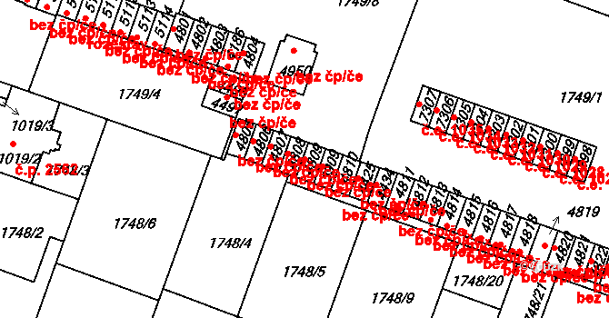 Písek 46236902 na parcele st. 4809 v KÚ Písek, Katastrální mapa