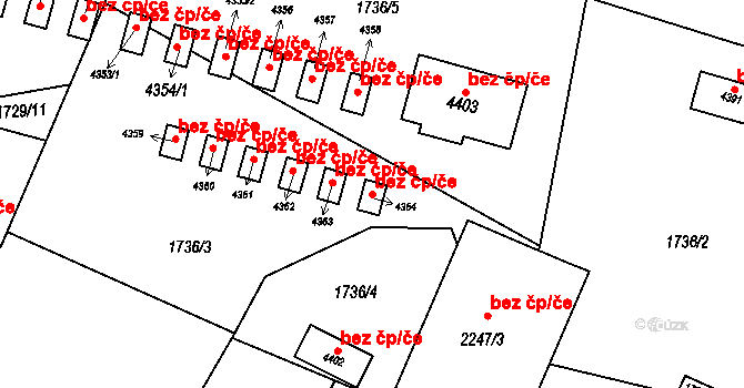Rožnov pod Radhoštěm 47324902 na parcele st. 4364 v KÚ Rožnov pod Radhoštěm, Katastrální mapa