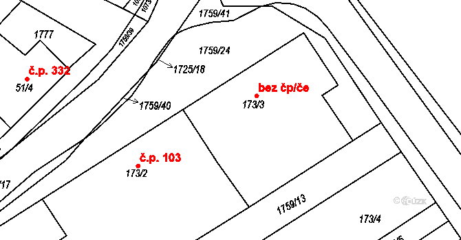 Jevišovice 47486902 na parcele st. 173/3 v KÚ Jevišovice, Katastrální mapa