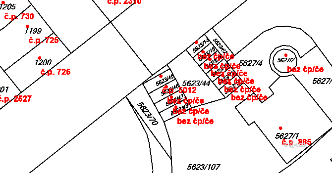 Znojmo 47544902 na parcele st. 5623/46 v KÚ Znojmo-město, Katastrální mapa
