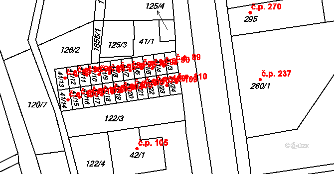 Lom 110 na parcele st. 41/24 v KÚ Lom u Mostu, Katastrální mapa