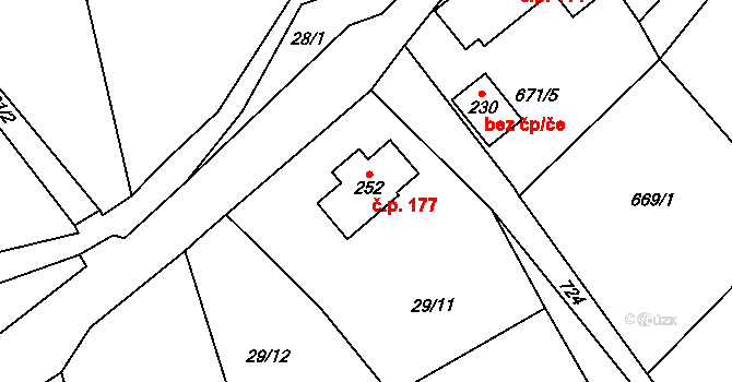 Bobr 177, Žacléř na parcele st. 252 v KÚ Bobr, Katastrální mapa