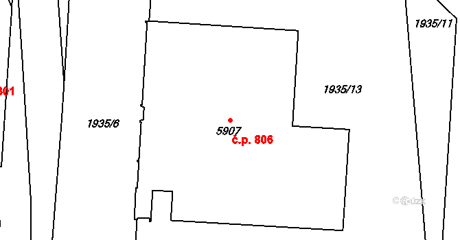 Beroun-Závodí 806, Beroun na parcele st. 5907 v KÚ Beroun, Katastrální mapa