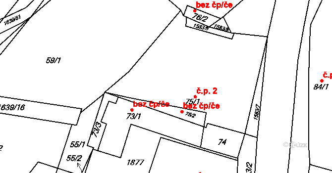 Oleška 2 na parcele st. 75/1 v KÚ Oleška, Katastrální mapa