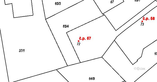 Chotěnice 57, Heřmanův Městec na parcele st. 72 v KÚ Chotěnice, Katastrální mapa