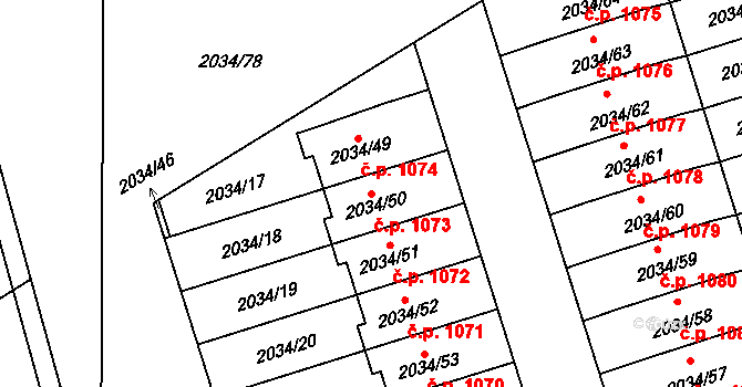 Holice 1073 na parcele st. 2034/50 v KÚ Holice v Čechách, Katastrální mapa